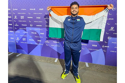 2024 Paris Paralympics: Yogesh Kathuniya, discus thrower, poses for photos after winning the silver medal in F56 category 